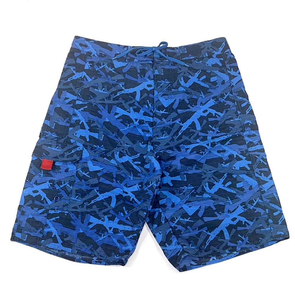 Blue Graphic Rifle Board Shorts/Swimwear